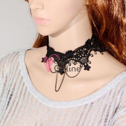Colier  elegant gotic CG019 Negru cu dantela